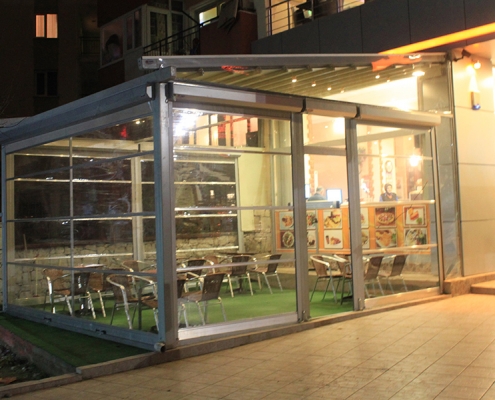 Alaçatı Tente Pergola, Şeffaf Stor Modeli 1